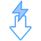 down arrow an flash icon