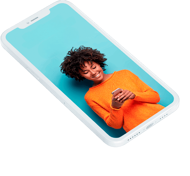 women holding phone in a mobile