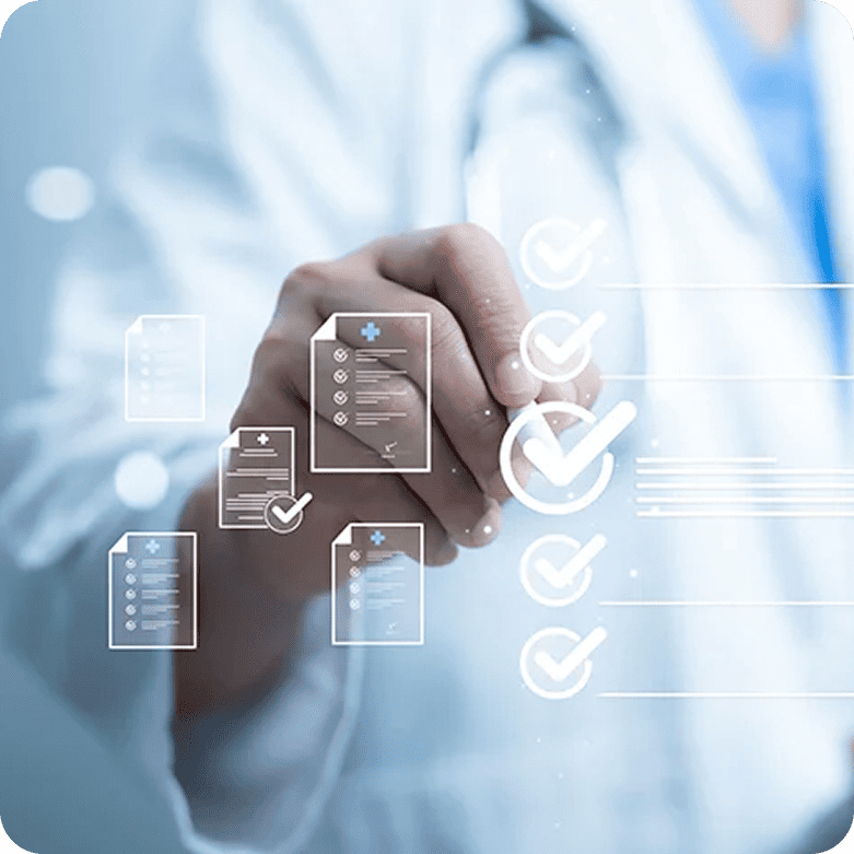 medical professional with checklist