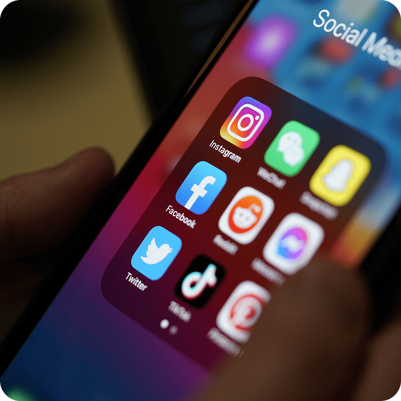 phone with social media apps